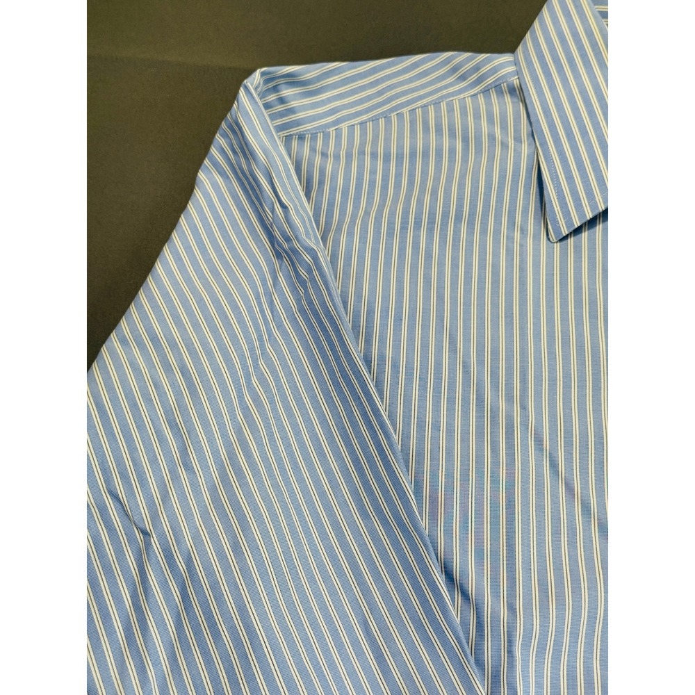 Nautica Premium Non Iron Striped Dress Shirt Men Size 16 34 35 Blue White French - Picture 8 of 16